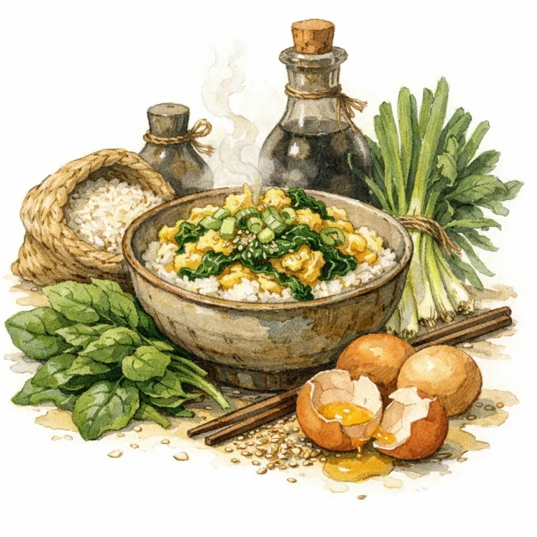 Eine Schale Tamago-Don mit Reis, Ei und Spinat, dazu Sojasauce, Frühlingszwiebeln und Sesam – eine der Optionen des Küchenwelten-Katalogs für die Ideen aus dem Mischkost-Baukasten.